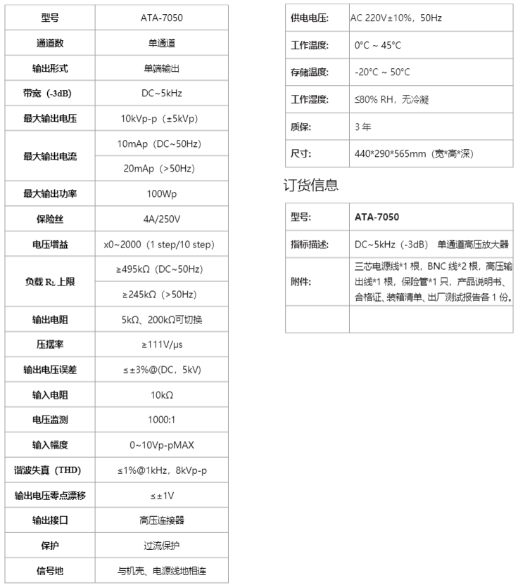 ATA-7050高壓放大器 ATA-7050高壓放大器