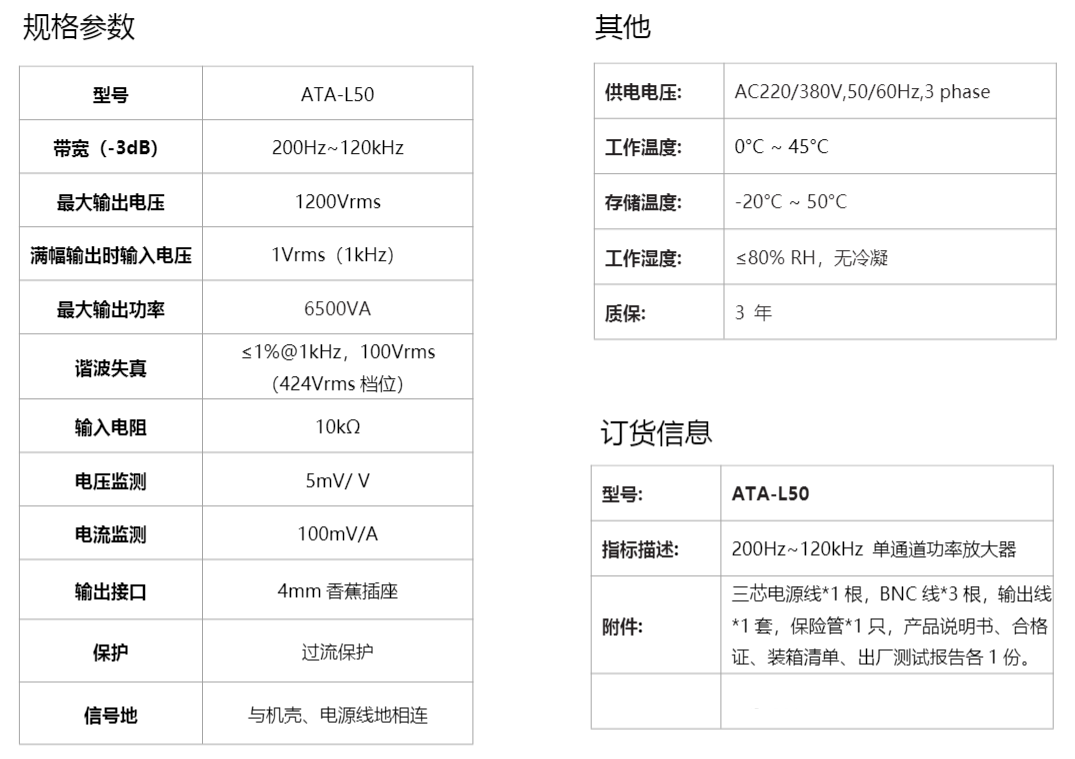 ATA-L系列水聲換能器功率放大器 ATA-L系列水聲換能器功率放大器
